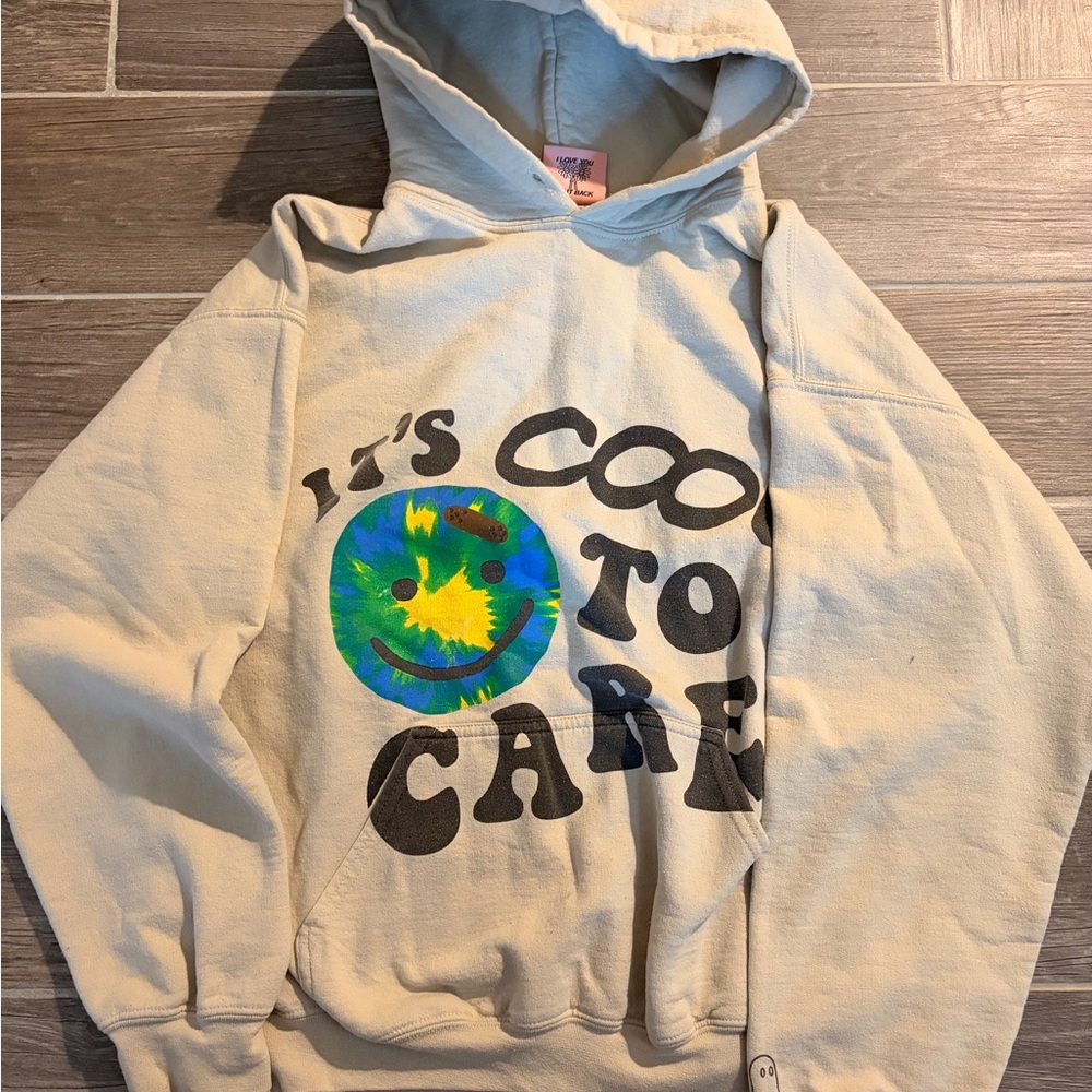 LONELY GHOST Cream Hoodie with Colorful Graphic